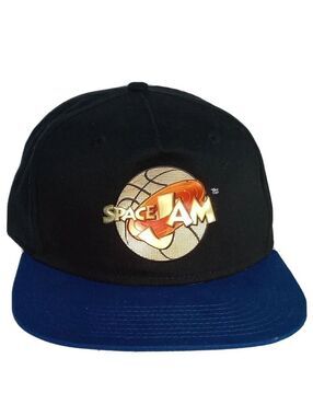 Space Jam Black and Blue Snapback Hat with Basketball Logo